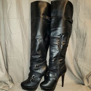 COPY - SHI By JOURNEYS OVER THE KNEE BLACK HEELED BOOTS